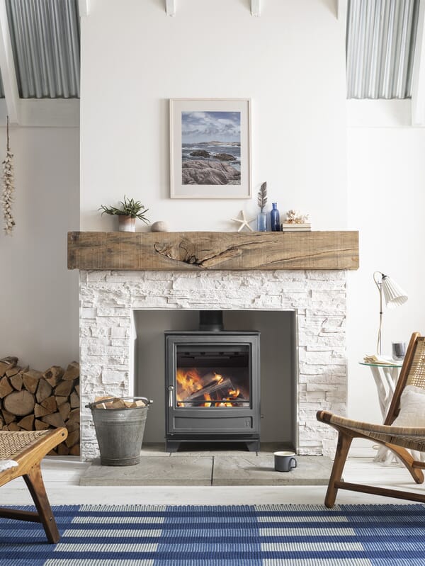 Arada Ecoburn 5 Widescreen 4.9kW multifuel stove shown in optional Slate colourway