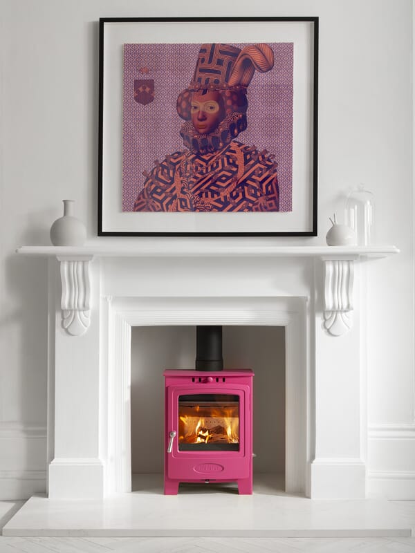 Hamlet Solution 5 stove shown in optional Flamingo pink colourway