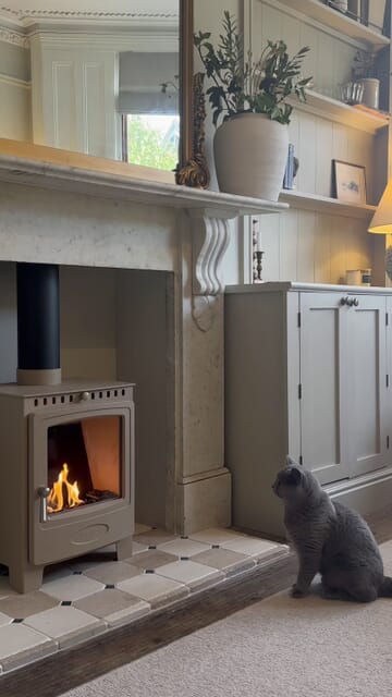 Hamlet Solution 5 Bioethanol Stove shown in optional Clay colourway. Image src: @oursevernhouse